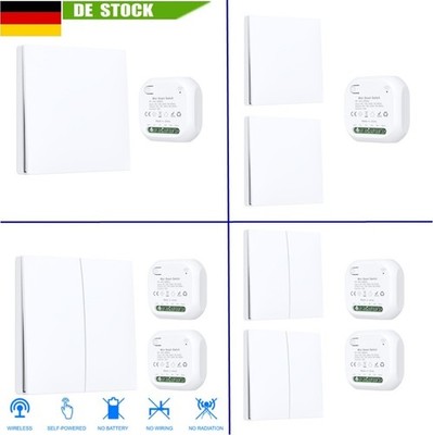 433MHz Funk Wandschalter Set mit Empfänger Batterielos Lichtschalter 230V Remote