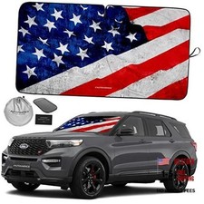 1-Piece Windshield Sun Shade Grunge MEDIUM  61 x 32 inches USA GRUNGE FLAG-4