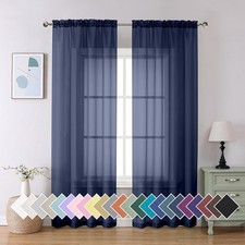Aiyufeng Sheer Navy Blue Curtains 84 inch 40"W x 84"L Pack of 2 ,