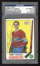 1969 Topps #9 Bobby Rousseau PSA Stanley Cup Champs Montreal Canadiens Auto Card