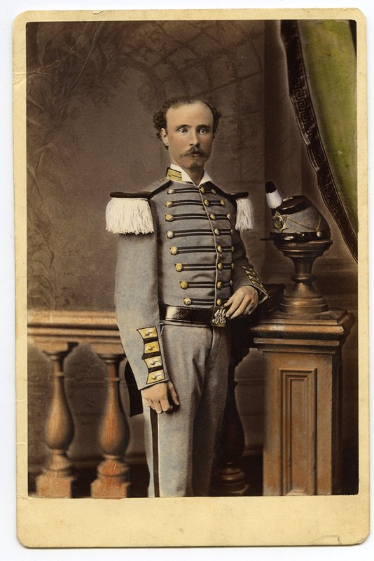 Hand-Tinted Civil War Era Solider in Regalia Orig. 1870s ALABAMA Cabinet Card 
