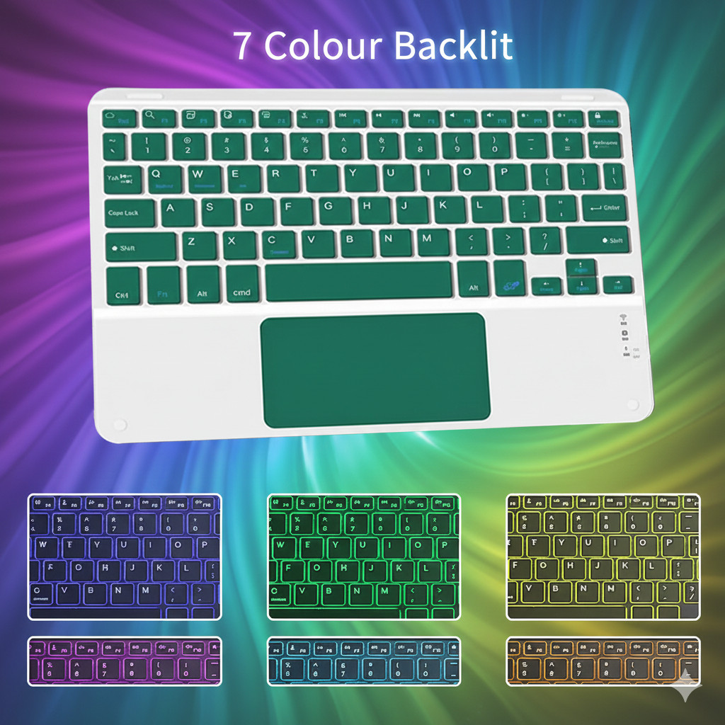 Wireless Bluetooth Keyboard 10 Inch with Touchpad RGB Backlit Free Mouse — image 2