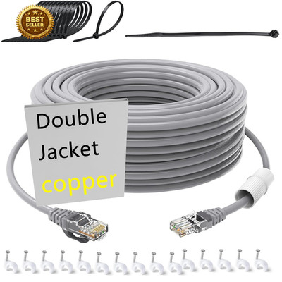 Cat6 Outdoor Ethernet Cable 100Ft Heavy Duty Waterproof LAN Network RJ45 POE