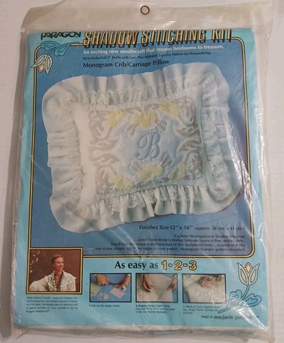 Vintage Paragon Shadow Stitching Kit Baby Crib/Carriage Pillow 1983 - Picture 1 of 14