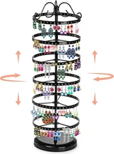 DEAYOU 6 Tiers Rotating Earring Holder Organizer, 264 Holes Metal Pierced Earrin