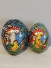 Vintage Easter Paper Mache Egg Candy Container - Set Of 2 