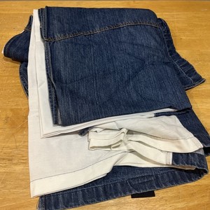 Vintage Tommy Hilfiger Queen Bedskirt Garment Washed Denim Box Cut 14" Drop