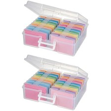 Photo Storage Box with 16 Inner Containers  2-Pack Clear