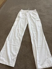 Love tree white linen blend women’s pants size medium NWT