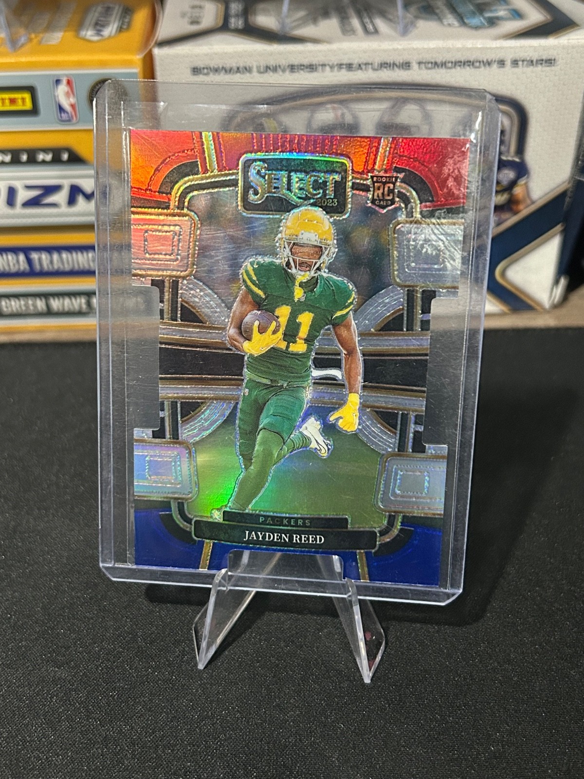 2023 Panini Select - Concourse Jayden Reed #38 Red & Blue Prizm Die-Cut (RC)