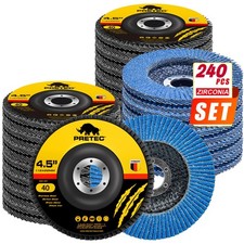 200+40 Pcs Flap Discs 4-1/2" 40 Grit T27 Zirconia Sanding Disc for Angle Grinder