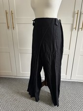 Evans Essence Wide Leg Black Linen Trousers Size 22