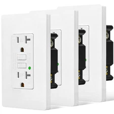 GFI Outlet 20 Amp Receptacle LED Indicator Tamper-Resistant with Wall Cover 3Pcs