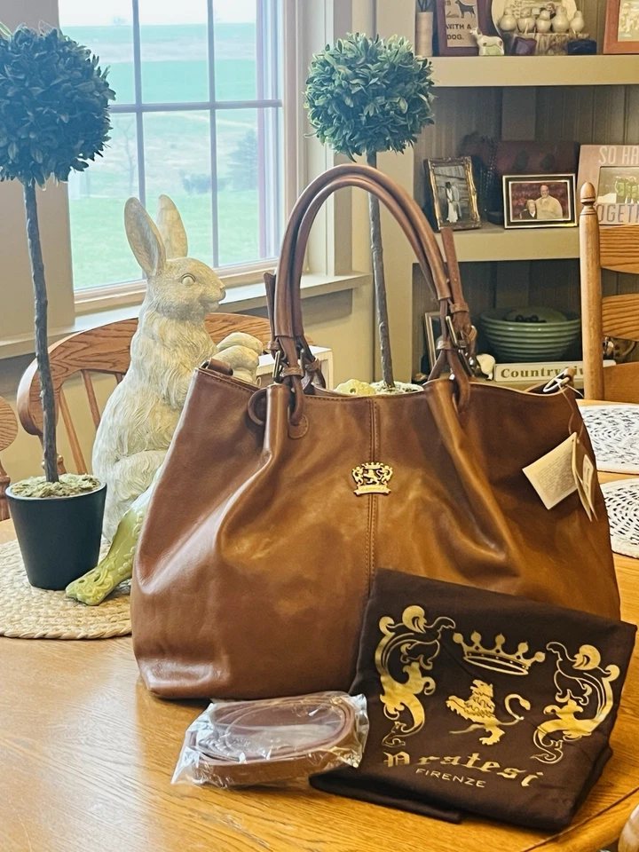 Pratesi Collodi Brown Italian Leather shoulder tote bag NWT - Image 2 of 4