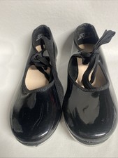 Capezio Tele Tone Tap Shoes Black Patent Girl's Size 13.5 M N625C. V41