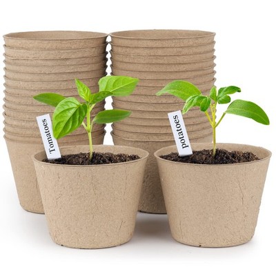 Peat Pots, 30 Pcs 4 Inch Seed Starting Pots with Drainage Holes Round Nursery...