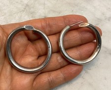 Vintage Large Sterling Silver Tubular Hoop Earrings Modernist