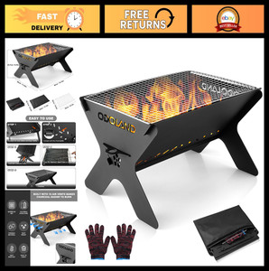 Grill pliant de charbon portable - Feu de camp lourd BBQ pour la cuisine en plein air, B