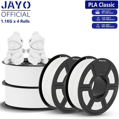 JAYO 4KG White PLA Classic Filament 1.75mm 600mm/s 3D Printer Filament Neatly