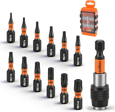 Tamper Proof Torx Bit Set, 13-Pieces T5-T40 Security Torx Bits with Magnetic Tip