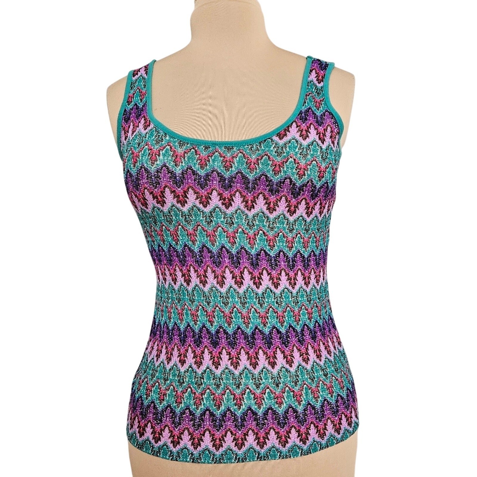 Bongo Multicolor Chevron Pattern Sleeveless Tank … - image 1