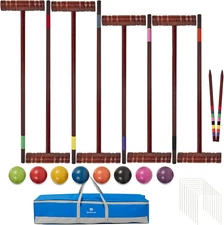 Croquet Set for Adults - 8 Players Croquette Kit with 35In Deluxe, 32In Regulati