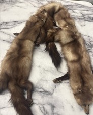Mink Fur Collar Stole Wrap Scarf Vintage Genuine with 3 Mink Pelts