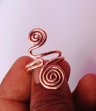 Copper Spiral Wrap Ring   Handmade Wire Coil Ring, Adjustable Boho Statement Rin