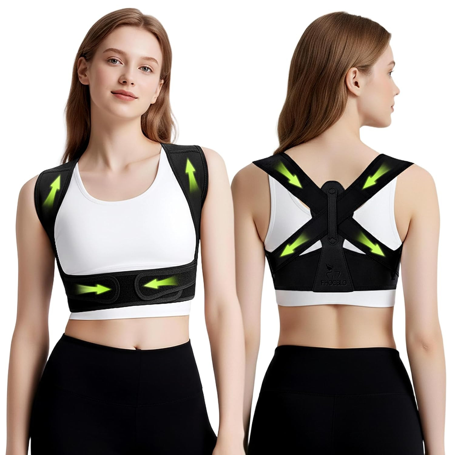 Correcteur posture dos femmes hommes redresse dos ceinture maintien ajustable noir