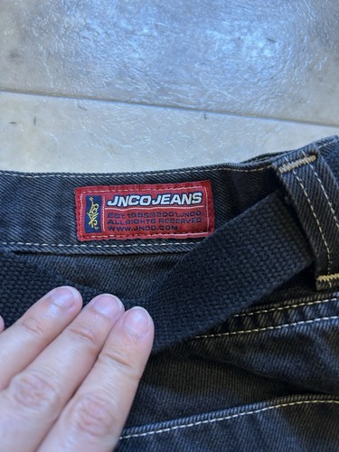 Vintage JNCO schwarze Jeansshorts mit Gürtel Y2K Herren Größe 38 - Bild 6 von 10