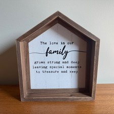 Wooden House Shaped Sign The Love In Our Family Grows Strong Deep Decor
