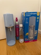 SodaStream Terra Sparkling Water Maker w/ 2 Bubly Drops, Misty Blue - NEW IN BOX