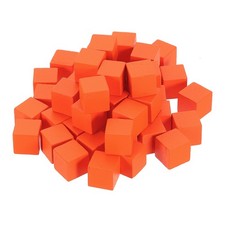 50Pcs Wood Blocks for Crafts, 9/16" Unfinished Wooden Cube Wood Block, Orange