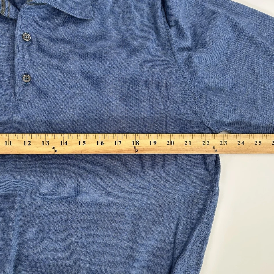 Suéter Polo Toscano Firenze 100% Lana Merino Azul Cuello Manga Larga Talla L Foto 4 de 4