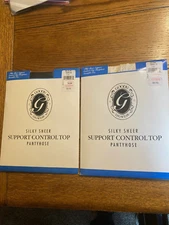 2 Goody's Silky Sheer Support Control Top Pantyhose - Size B Black & Bone - New