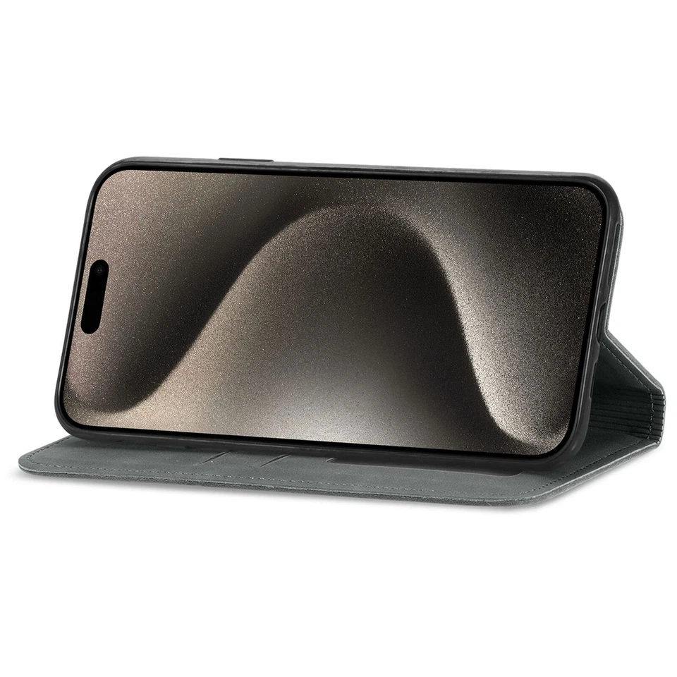 Skin Gray Wallet Phone Case For iPhone Huawei Samsung TCL ZTE Sony 1+ Moto Honor - Image 3 of 4