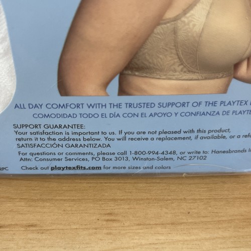 Playtex 18 Hour Bra 40 C White Custom Comfort Wirefree 4 Way Support NOS New - Picture 7 of 7