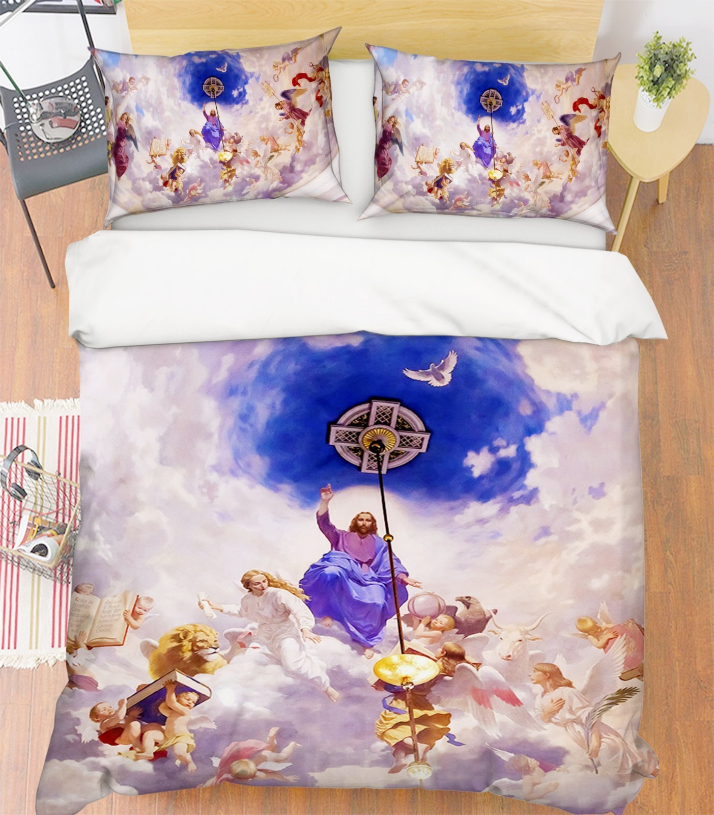 3D Wolke Engel Himmel 6 Bett Kissenbezüge steppen Duvet Decken Set Single DE 3D Wolke Engel Himmel 6 Bett Kissenbezüge steppen Duvet Decken Set Single DE
