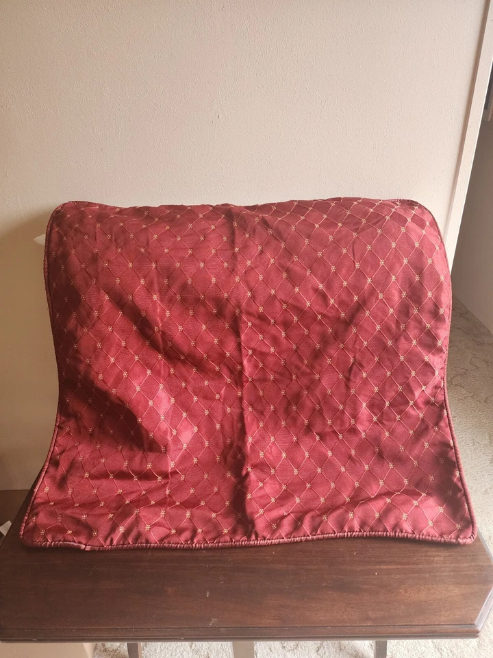 Set Of 2 Jacquard Damask Euro Shams Red Gold Dimond 100% Polyester Farmhouse  - Image 2 of 4