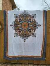 World Market India Paisley Tablecloth 60x90 Rectangular 100% Cotton 