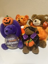 4 Vintage Halloween Bear Plush Lot 4  To 6  