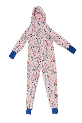 Preppy Goose Kids Fleece Christmas Tree Hooded One Piece Size 10/12 Multi - Image 1 of 4