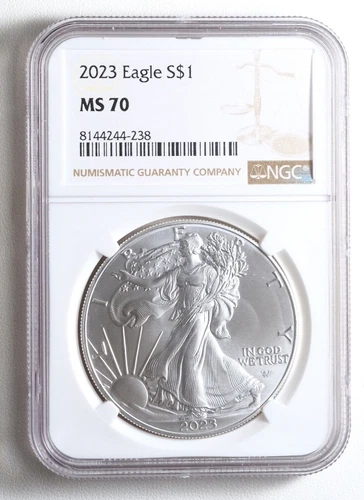2023 American Silver Eagle NGC MS70 Brown Label "8144244-238"