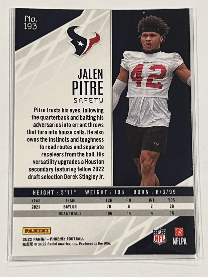 2022 Panini Phoenix Football #193 JALEN PITRE RC Color Burst Parallel SSP - Image 2 of 2