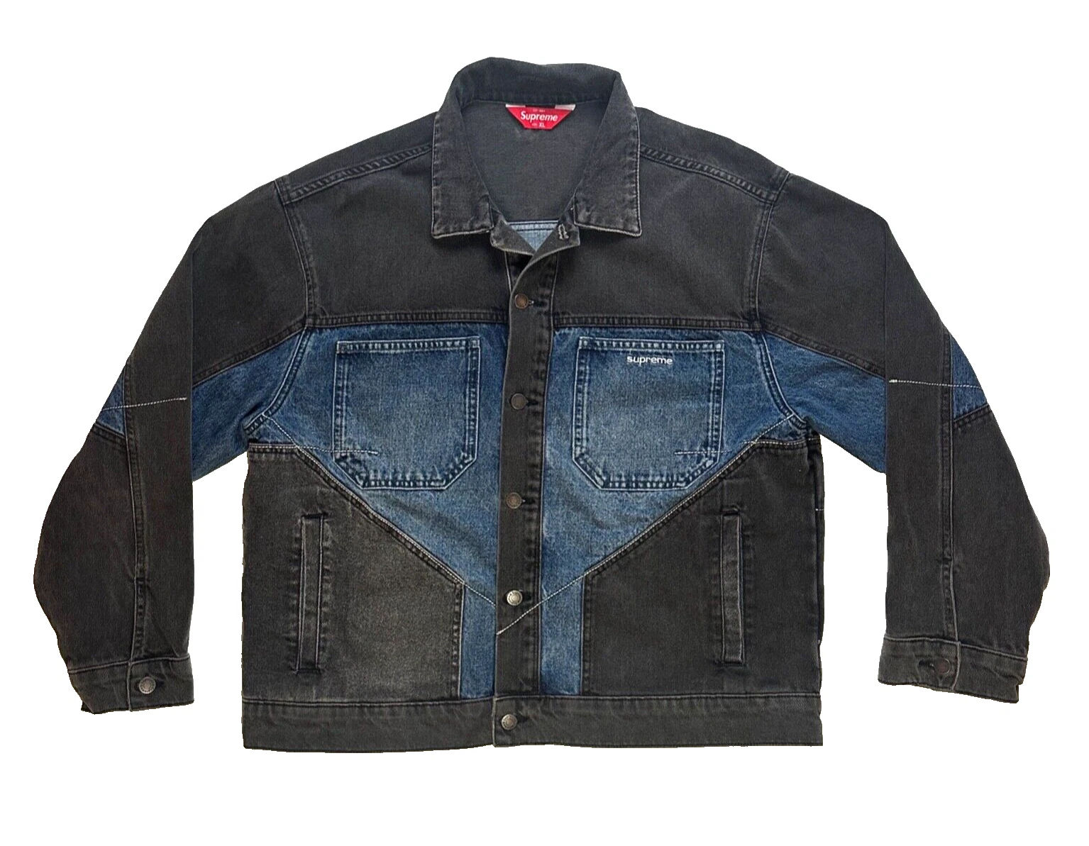 Veste en jean 2 tons à panneaux G Supreme taille XL