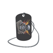 Dog Tag Flag Metal Skull with Lightning Dog Tag Aluminium 30 x 50mm
