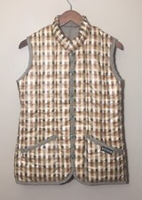 Lavenham Reveisible Plaid And Solid Vest Size S Made In England Pockets