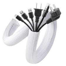 Cable Sleeve Cover, 2 Pack 5ft - 1.2 inch Cord Management Wire 1.2"-10ft White