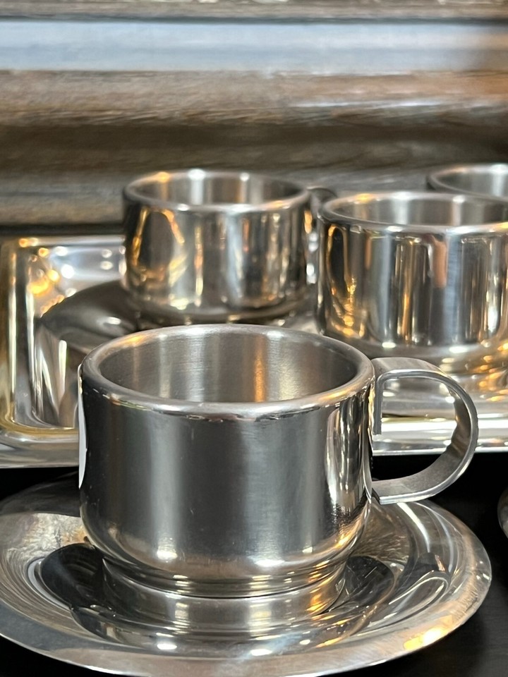 Wonderful ITALIAN 18/10 Inox Espresso Cups With SERVING TRAY And Sugar ...