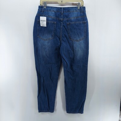 forever 21 jeans women size large distressed denim ankle dark blue